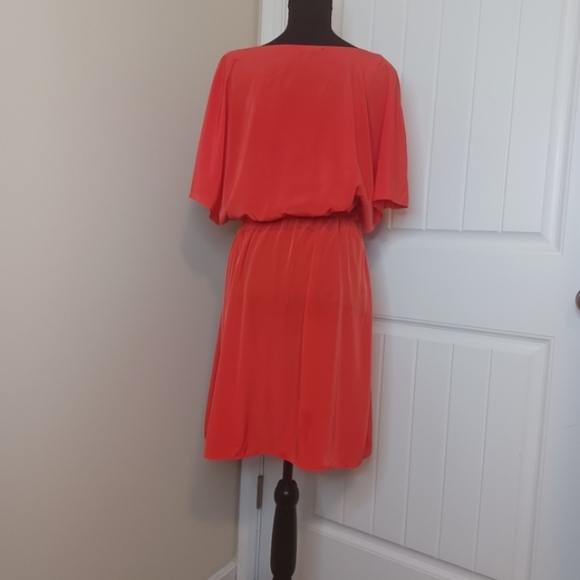 MSK Silky Batwing Colorblock Twofer Belted Dress Women's Sz Med Red Purple - Picture 5 of 11